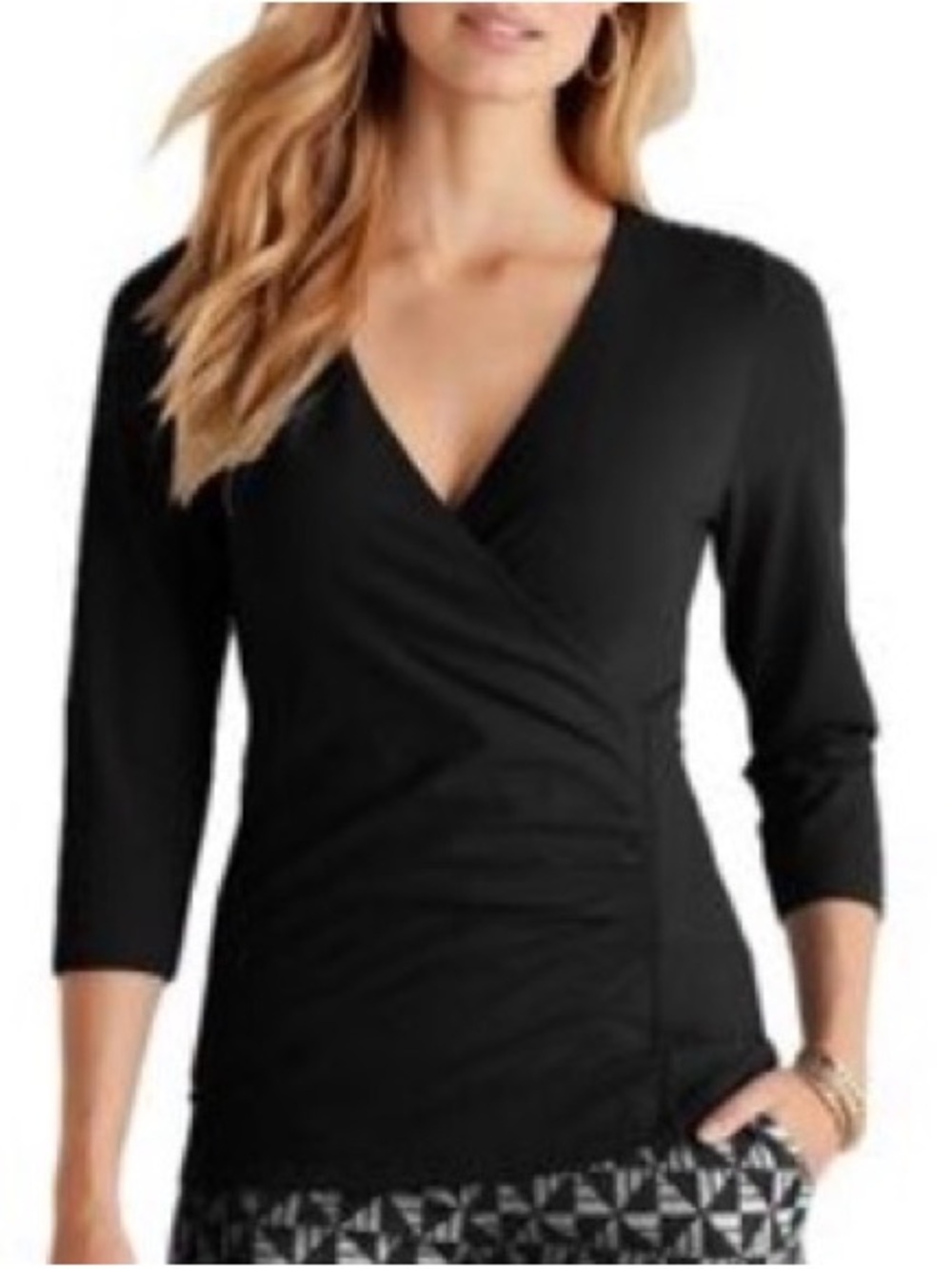 Soft Surroundings Black Surplice Wrap Blouse